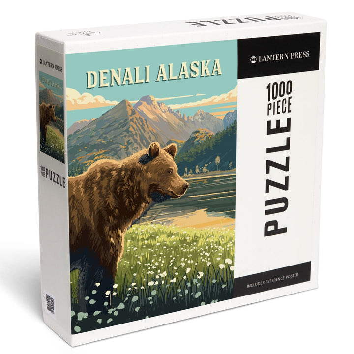 Denali, Alaska, Painterly, Bear, Jigsaw Puzzle Puzzle Lantern Press 