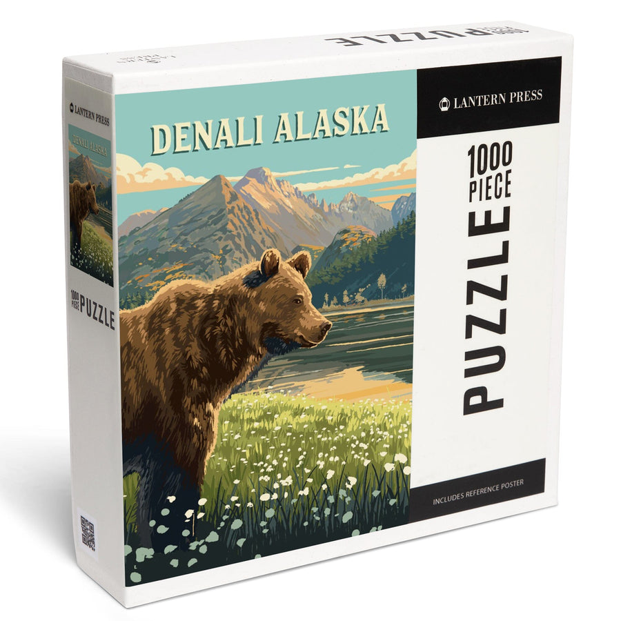 Denali, Alaska, Painterly, Bear, Jigsaw Puzzle Puzzle Lantern Press 