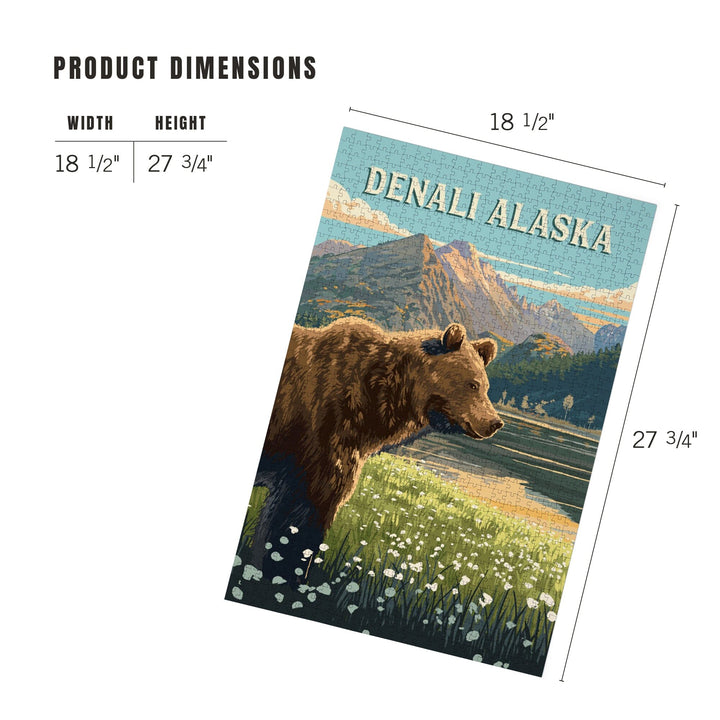Denali, Alaska, Painterly, Bear, Jigsaw Puzzle Puzzle Lantern Press 