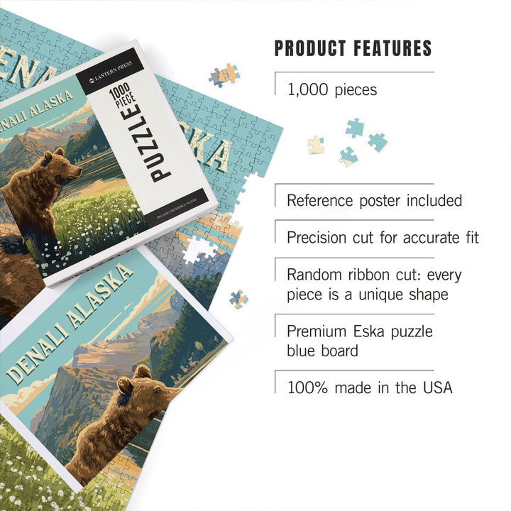 Denali, Alaska, Painterly, Bear, Jigsaw Puzzle Puzzle Lantern Press 