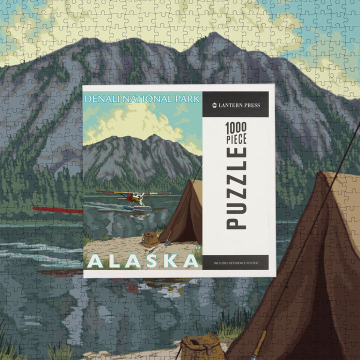 Denali National Park, Alaska, Bush Plane and Fishing, Jigsaw Puzzle Puzzle Lantern Press 