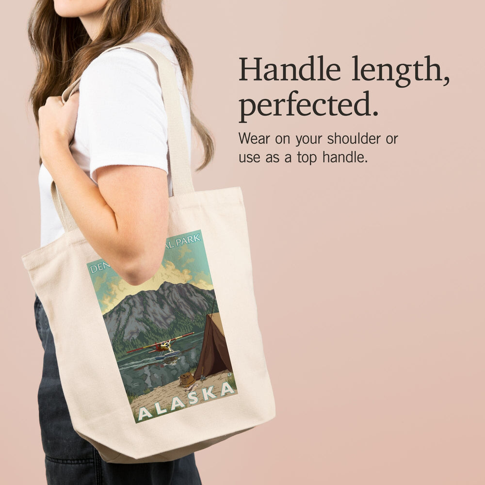 Denali National Park, Alaska, Bush Plane and Fishing, Tote Bag Totes Lantern Press 