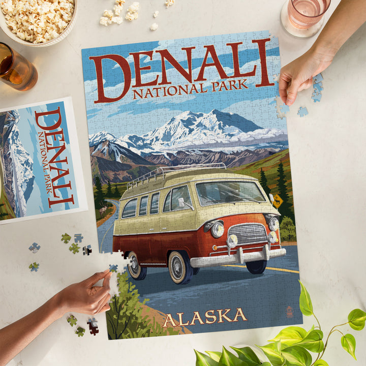 Denali National Park, Alaska, Camper Van, Jigsaw Puzzle Puzzle Lantern Press 