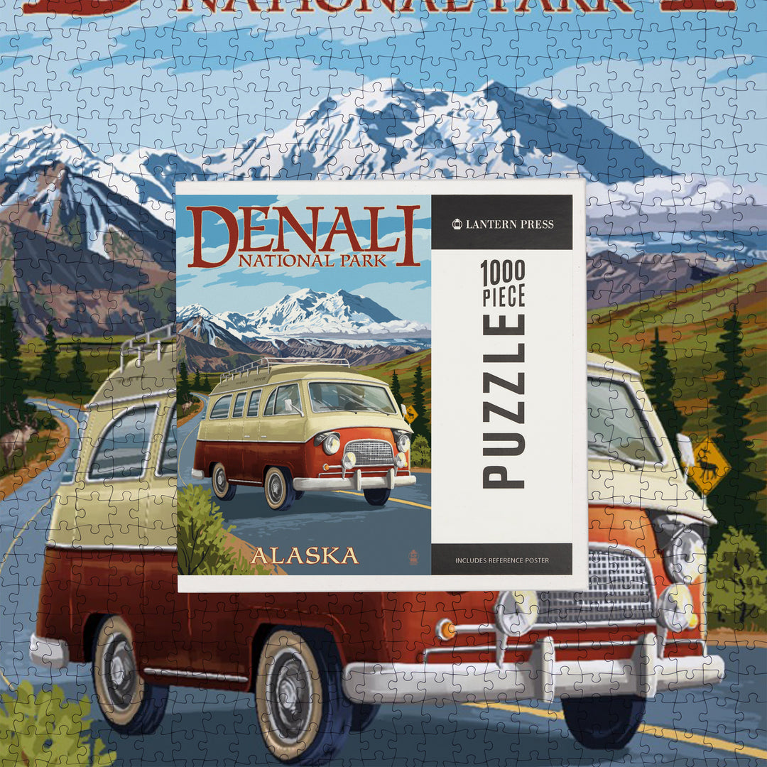 Denali National Park, Alaska, Camper Van, Jigsaw Puzzle Puzzle Lantern Press 