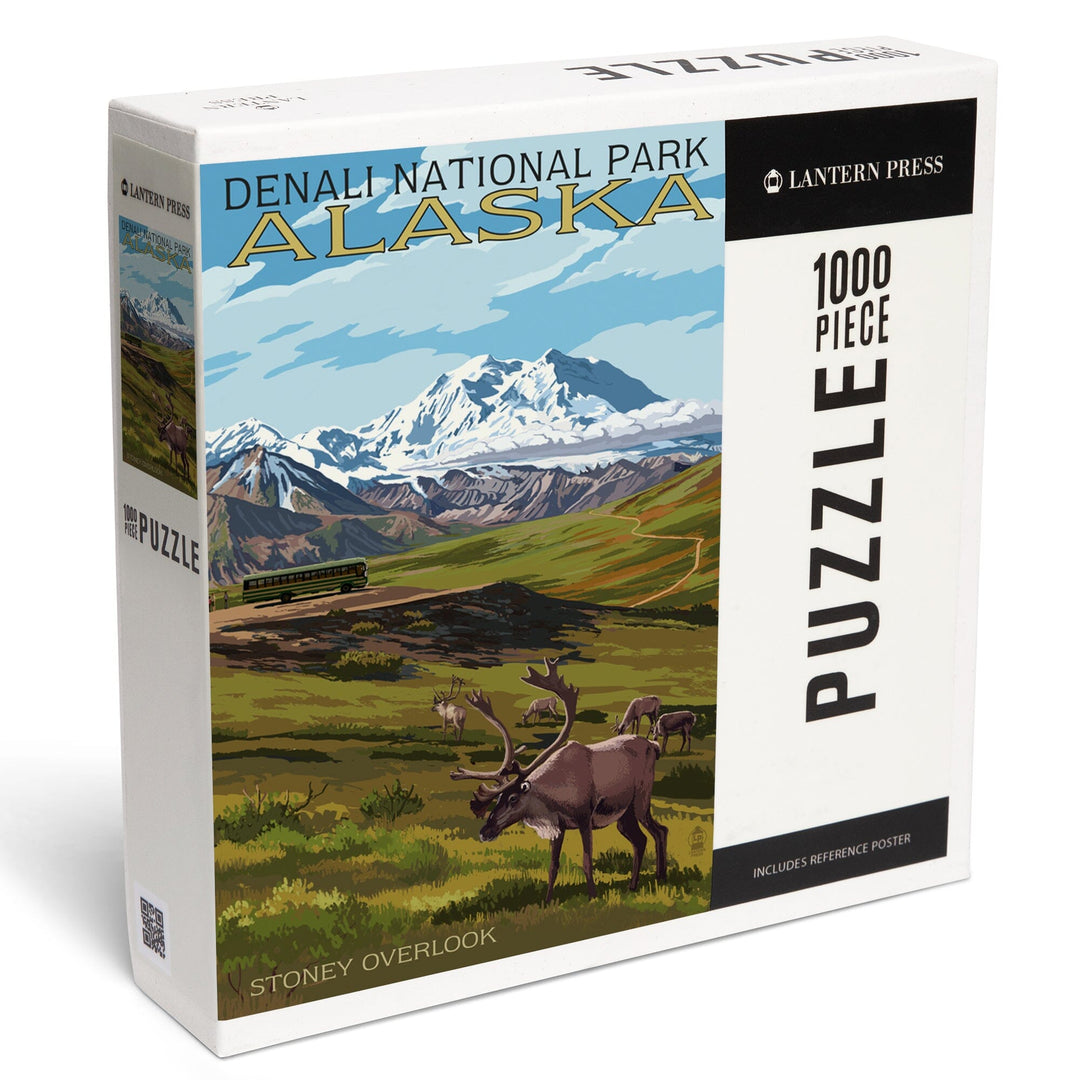 Denali National Park, Alaska, Caribou and Stoney Overlook, Jigsaw Puzzle Puzzle Lantern Press 