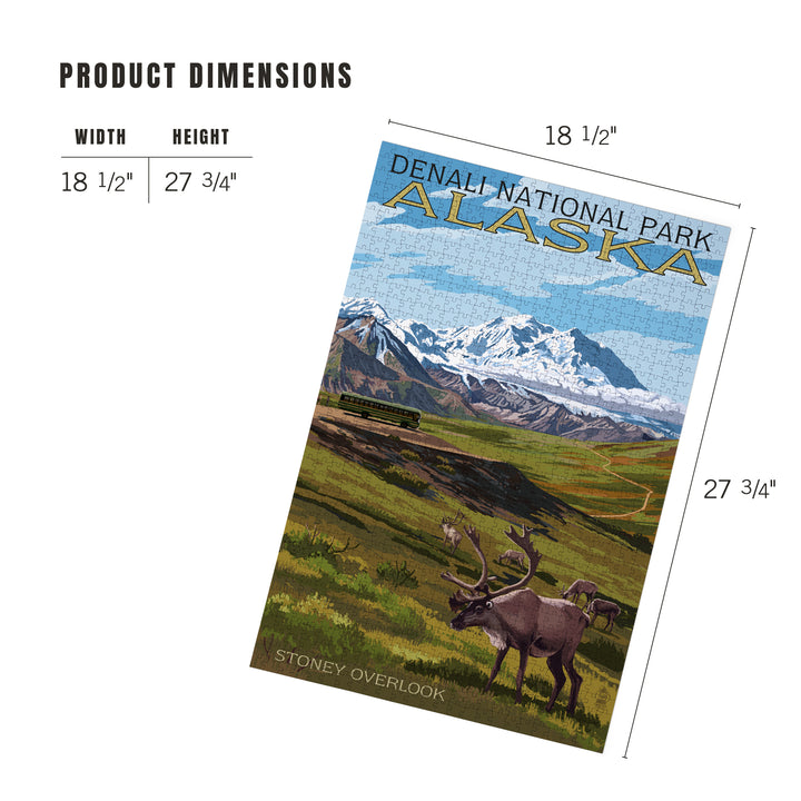 Denali National Park, Alaska, Caribou and Stoney Overlook, Jigsaw Puzzle Puzzle Lantern Press 