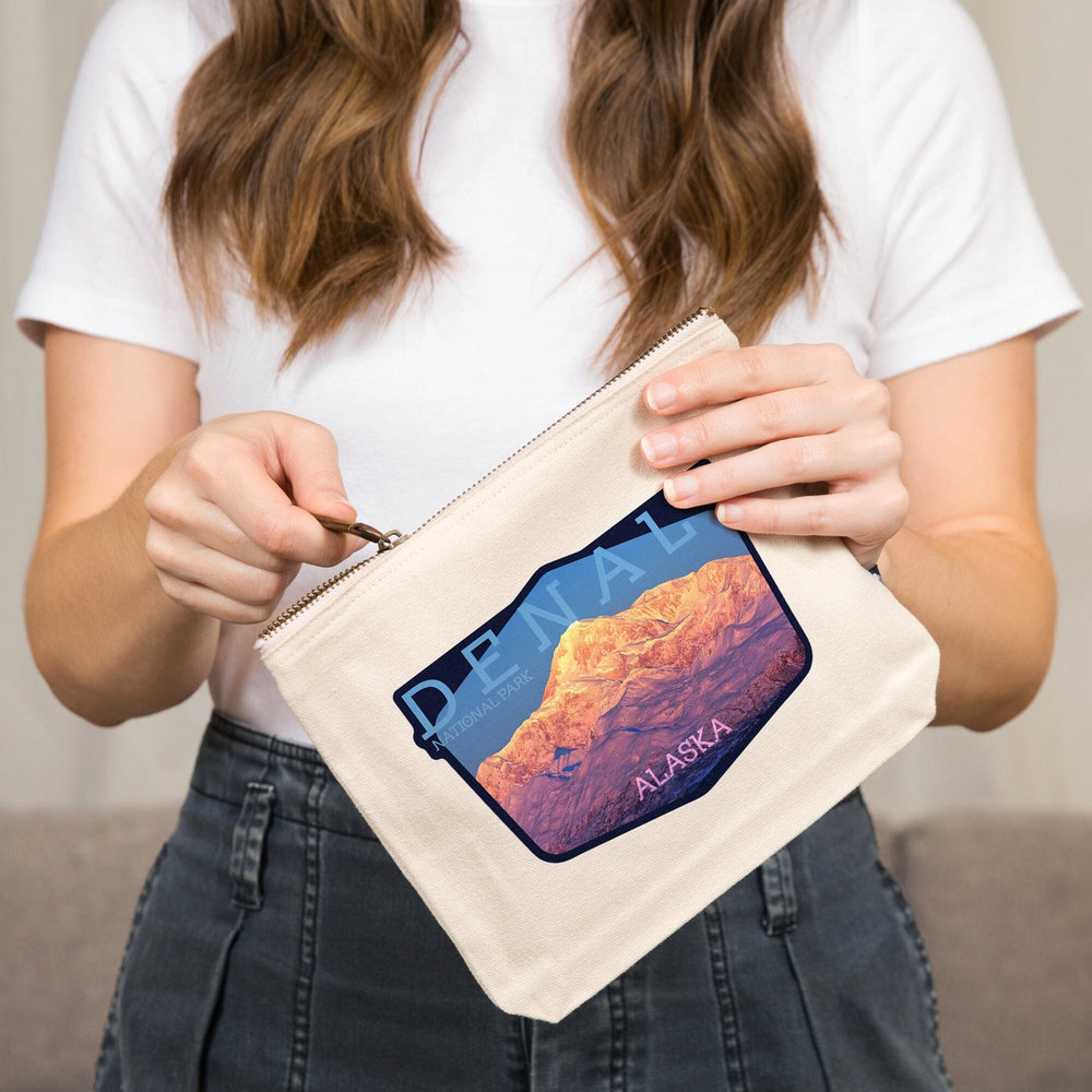 Denali National Park, Alaska, Denali at Dawn,, Organic Cotton Zipper Pouch, Go Bag Go Bag Lantern Press 