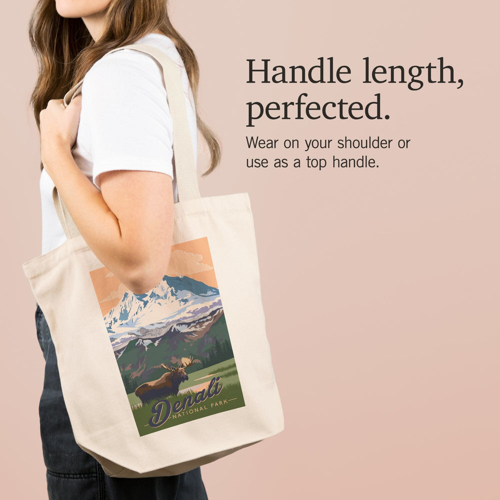 Denali National Park, Alaska, Moose and Mountains, Tote Bag Totes Lantern Press 