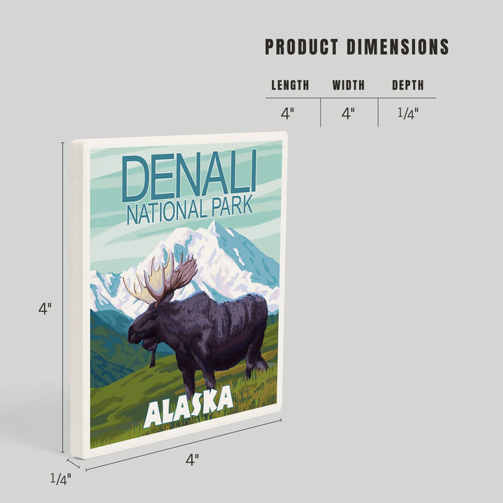 Denali National Park, Alaska, Moose Scene, Coasters Coasters Lantern Press 