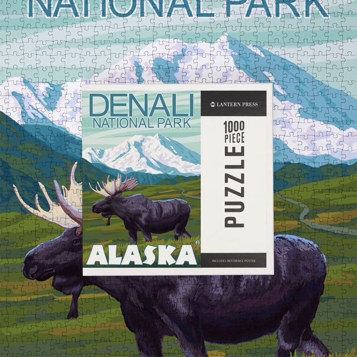 Denali National Park, Alaska, Moose Scene, Jigsaw Puzzle Puzzle Lantern Press 