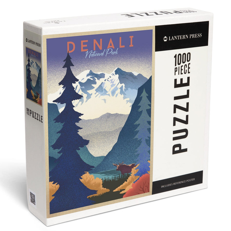 Denali National Park, Alaska, Mountain Scene, Lithograph, Jigsaw Puzzle Puzzle Lantern Press 