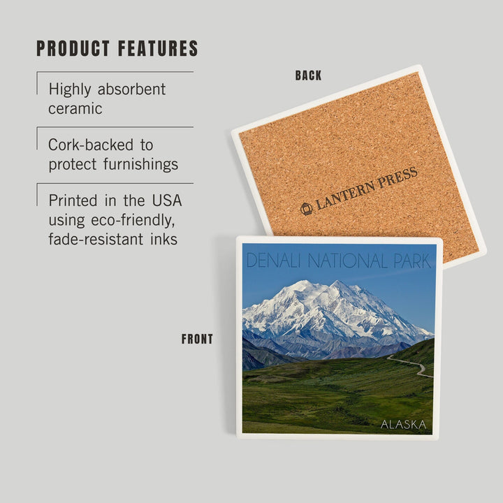 Denali National Park, Alaska, Mountain View, Coasters Coasters Lantern Press 