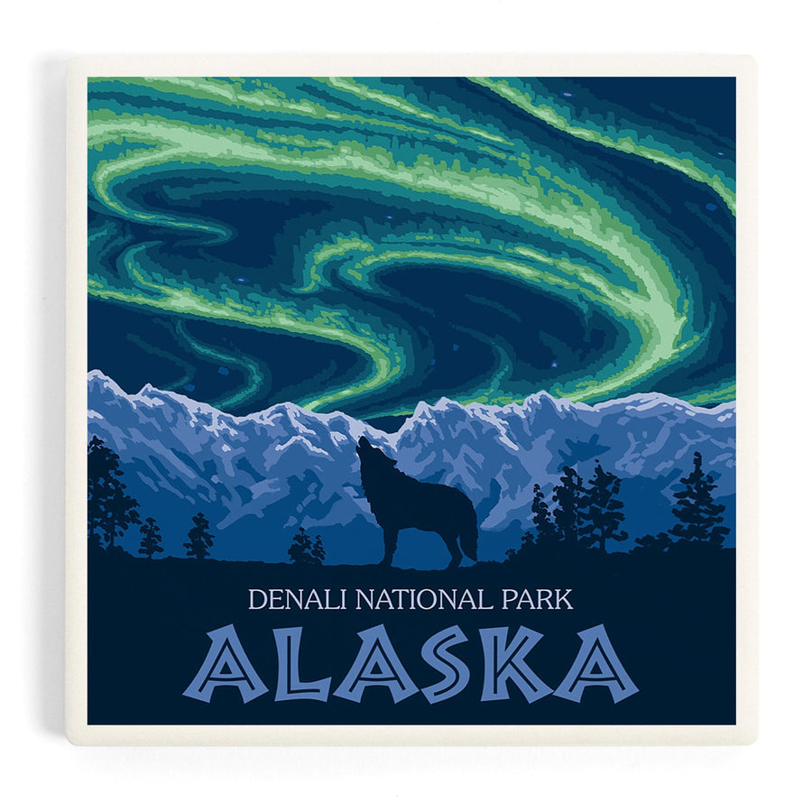 Denali National Park, Alaska, Northern Lights, Coasters Coasters Lantern Press 