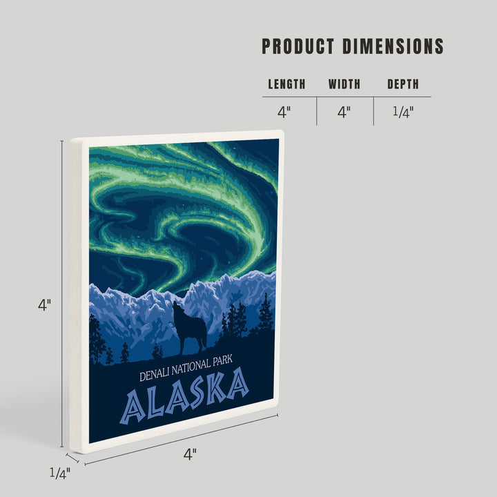 Denali National Park, Alaska, Northern Lights, Coasters Coasters Lantern Press 
