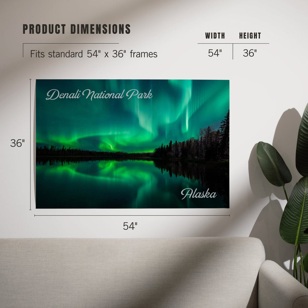 Denali National Park, Alaska, Northern Lights over Lake, Art & Giclee Prints Art Lantern Press 