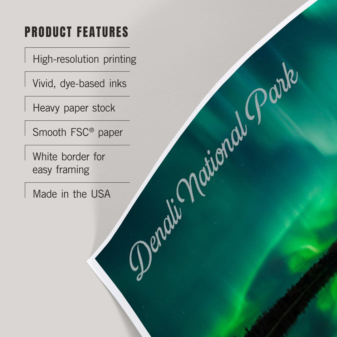 Denali National Park, Alaska, Northern Lights over Lake, Art & Giclee Prints Art Lantern Press 