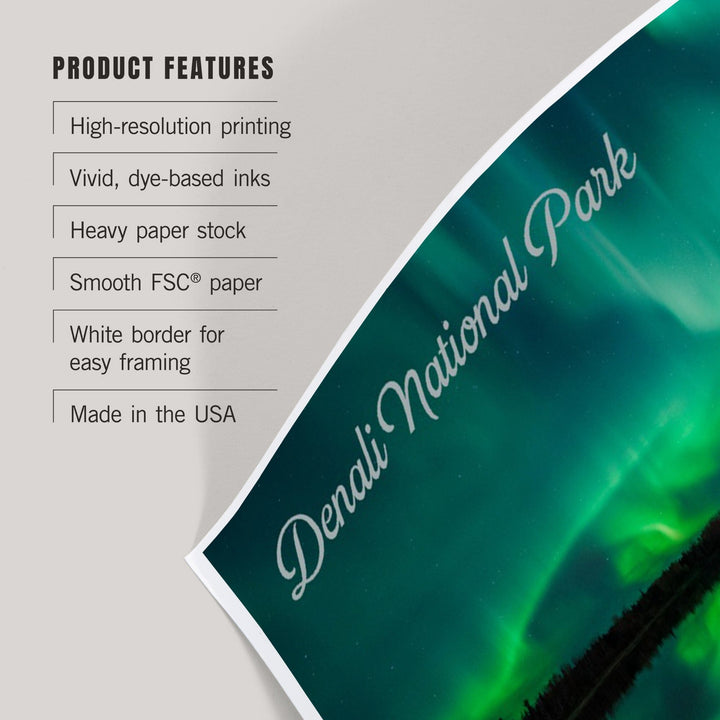 Denali National Park, Alaska, Northern Lights over Lake, Art & Giclee Prints Art Lantern Press 