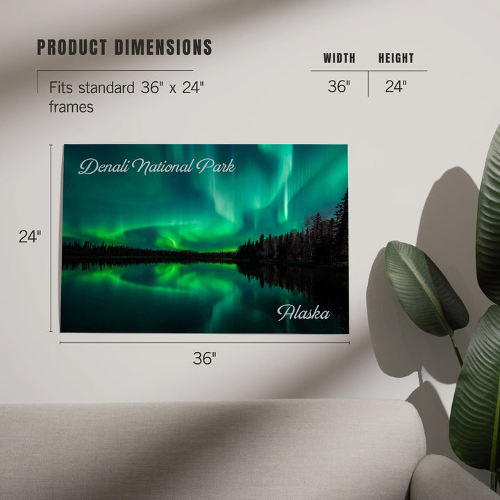Denali National Park, Alaska, Northern Lights over Lake, Art & Giclee Prints Art Lantern Press 
