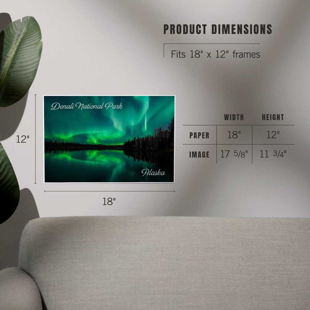 Denali National Park, Alaska, Northern Lights over Lake, Art & Giclee Prints Art Lantern Press 