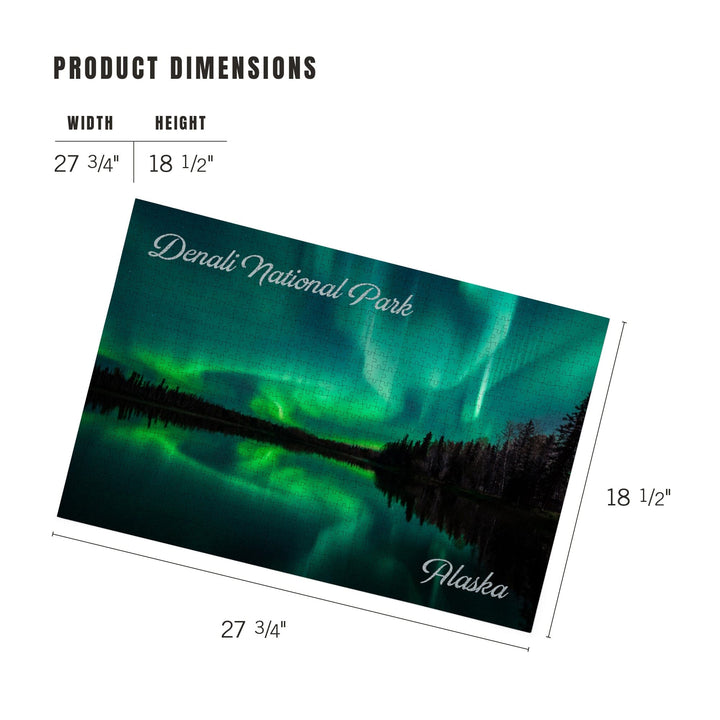 Denali National Park, Alaska, Northern Lights over Lake, Jigsaw Puzzle Puzzle Lantern Press 