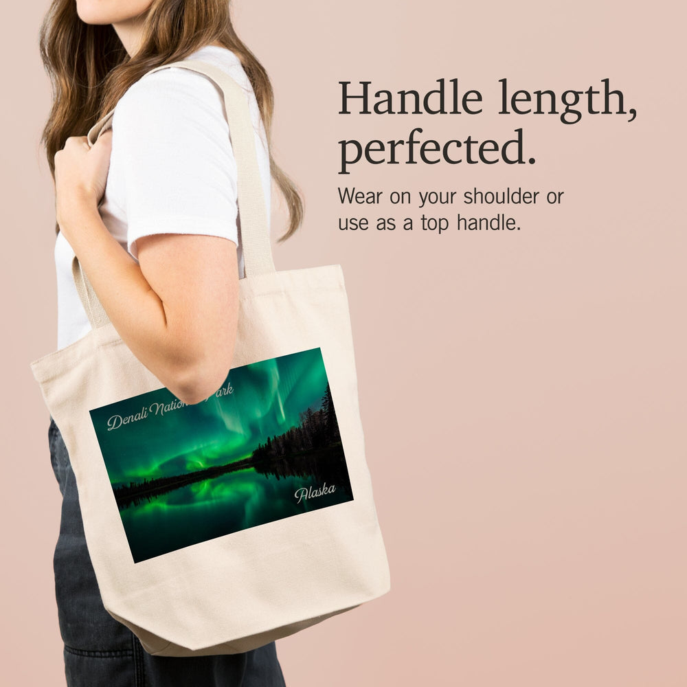 Denali National Park, Alaska, Northern Lights over Lake, Tote Bag Totes Lantern Press 
