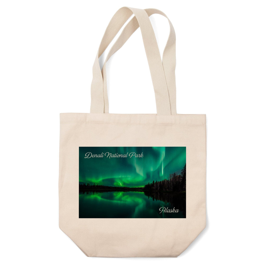 Denali National Park, Alaska, Northern Lights over Lake, Tote Bag Totes Lantern Press 