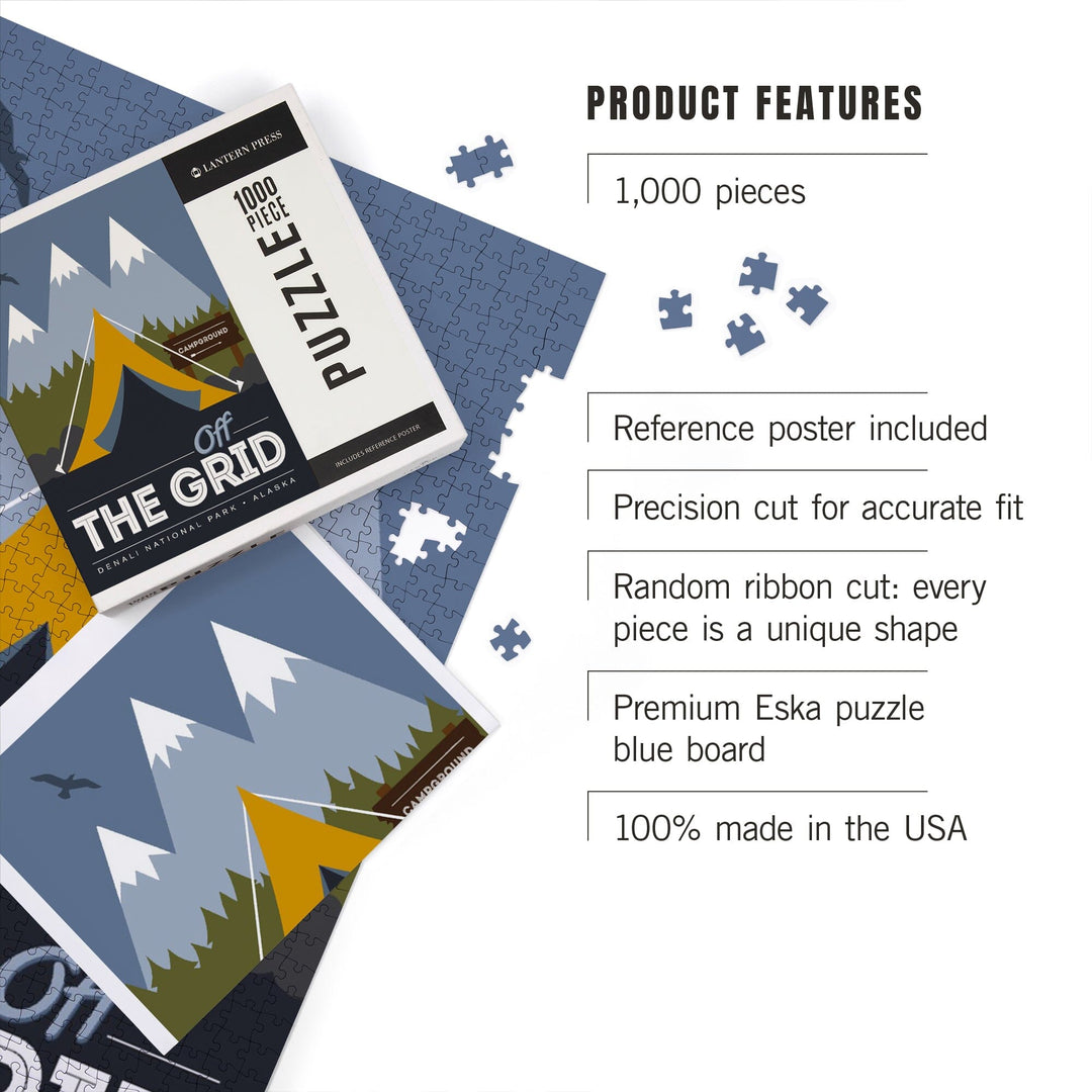 Denali National Park, Alaska, Off the Grid, Tent, Jigsaw Puzzle Puzzle Lantern Press 