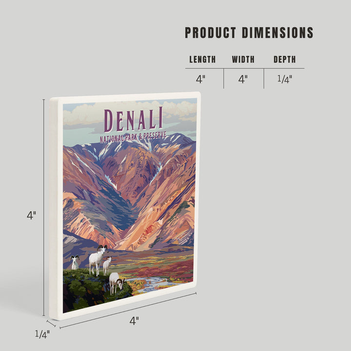 Denali National Park, Alaska, Painterly National Park Series, Coasters Coasters Lantern Press 