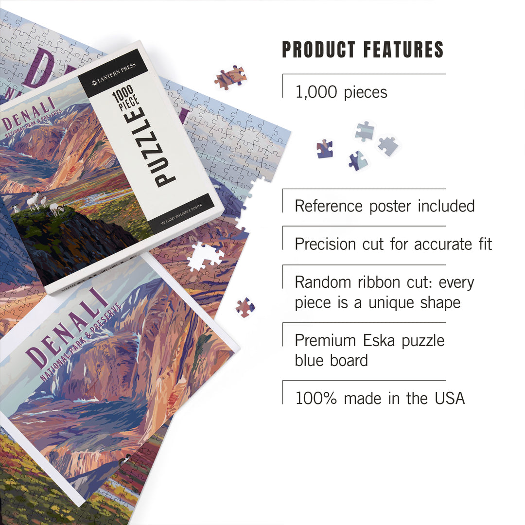 Denali National Park, Alaska, Painterly National Park Series, Jigsaw Puzzle Puzzle Lantern Press 