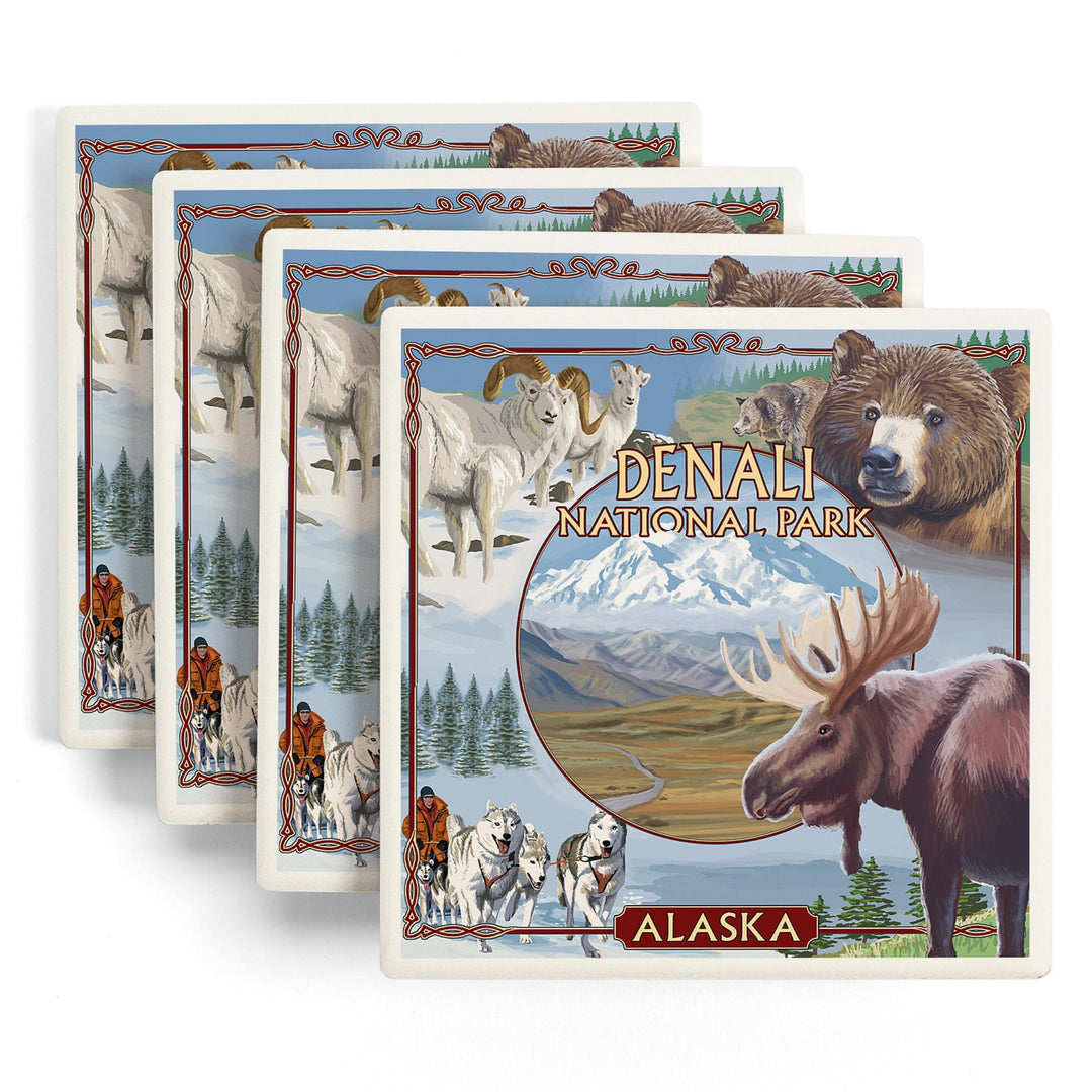 Denali National Park, Alaska, Park Views, Coasters Coasters Lantern Press 