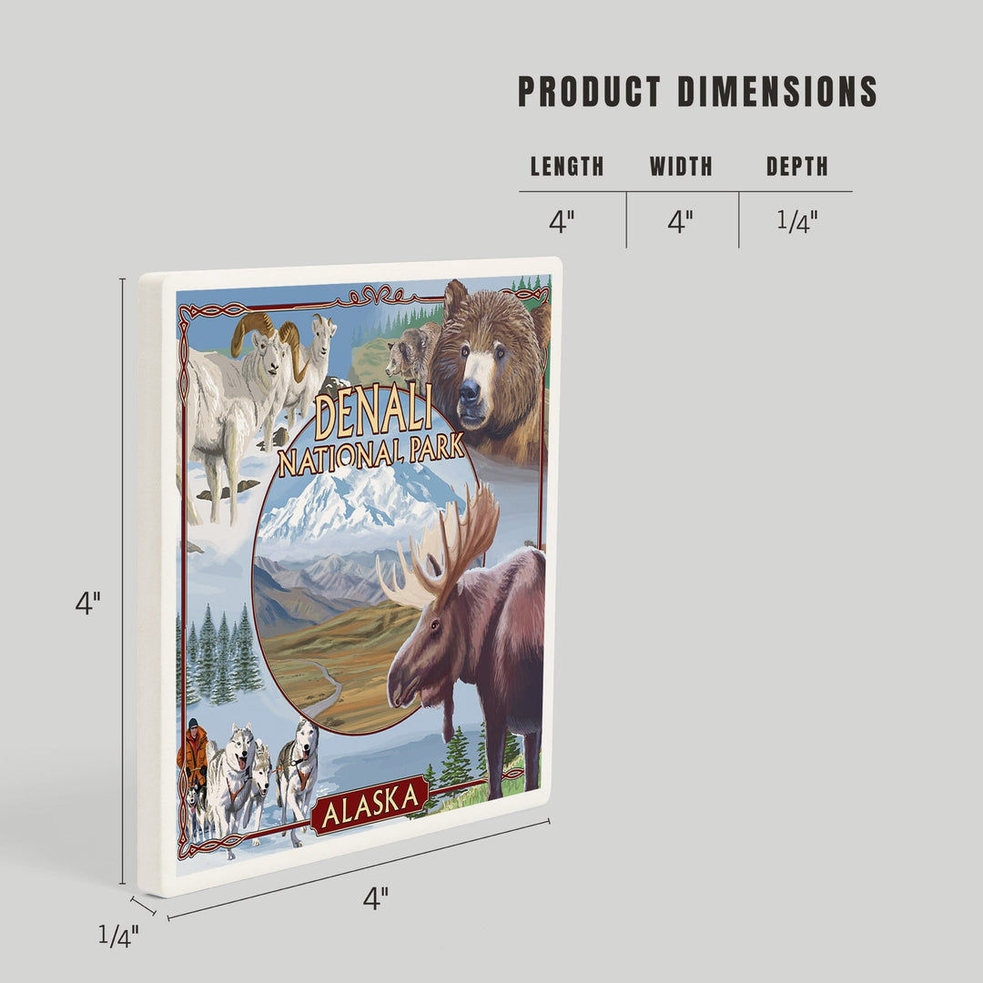 Denali National Park, Alaska, Park Views, Coasters Coasters Lantern Press 