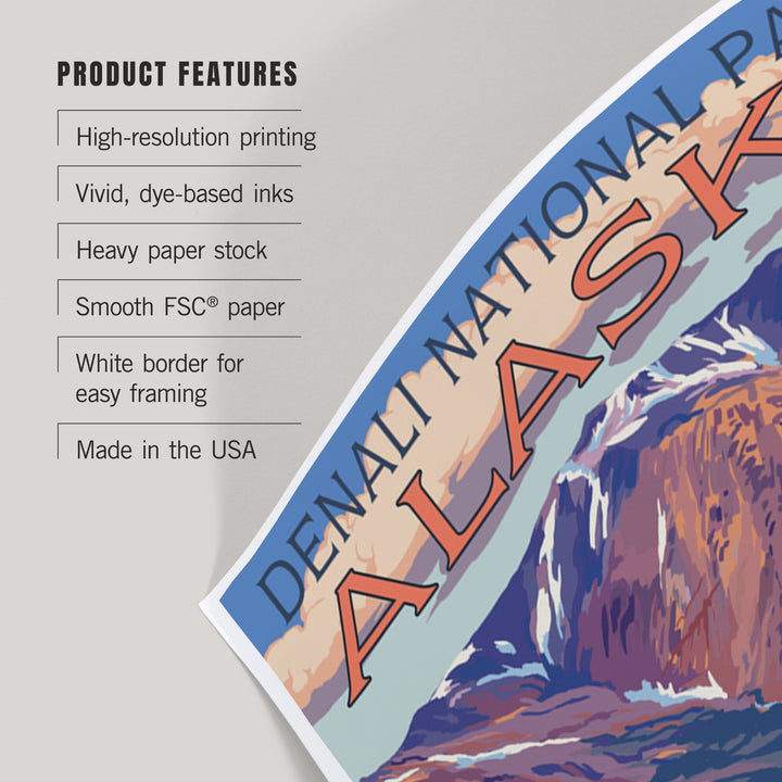 Denali National Park, Alaska, Polychrome Pass, Painterly Series, Art & Giclee Prints Art Lantern Press 