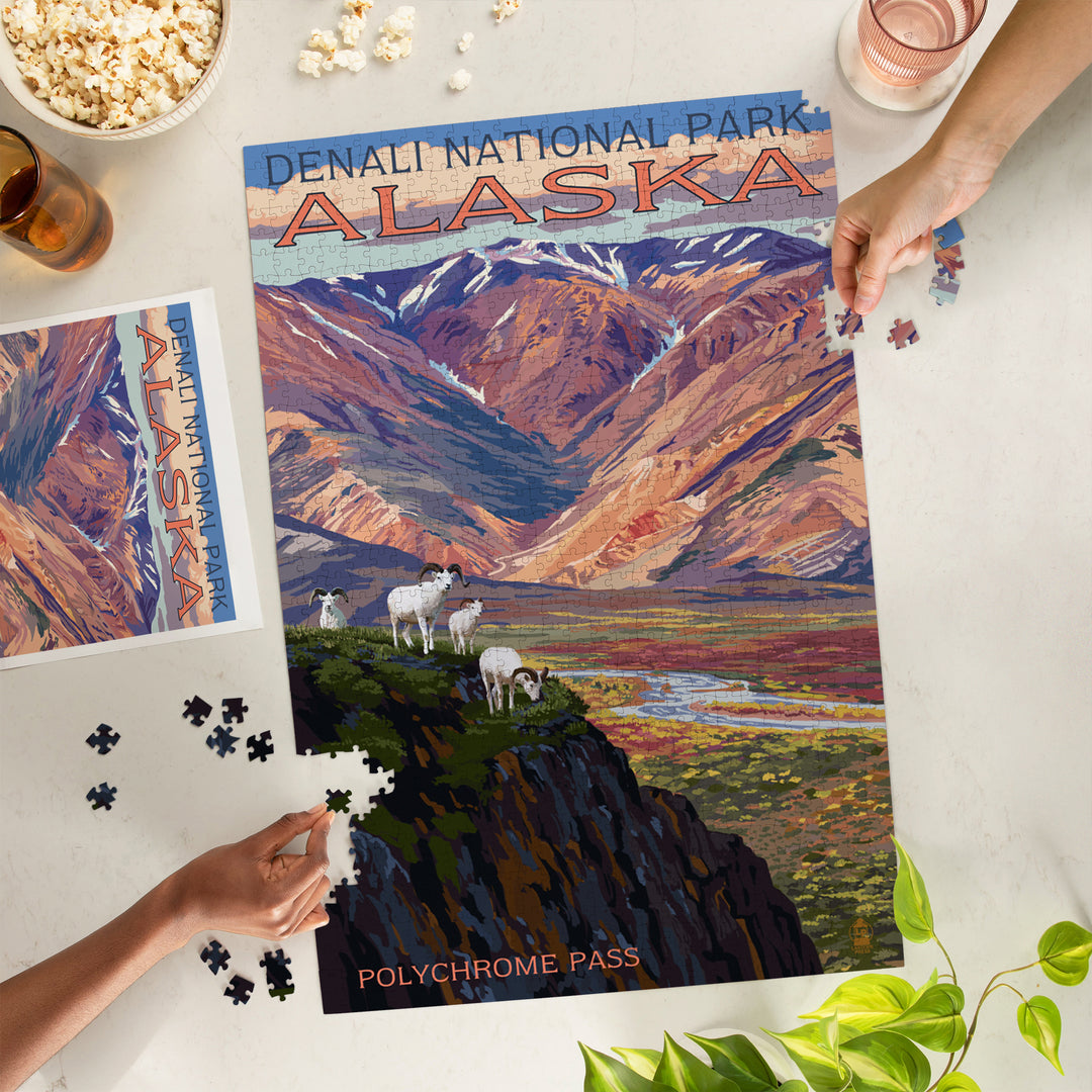 Denali National Park, Alaska, Polychrome Pass, Painterly Series, Jigsaw Puzzle Puzzle Lantern Press 