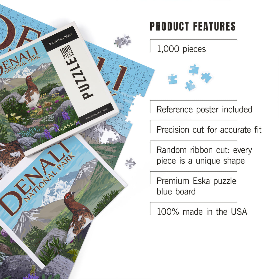 Denali National Park, Alaska, Ptarmigan, Jigsaw Puzzle Puzzle Lantern Press 