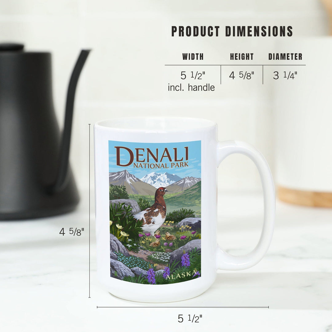 Denali National Park, Alaska, Ptarmigan, Lantern Press Artwork, Ceramic Mug Mugs Lantern Press 