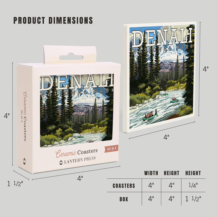 Denali National Park, Alaska, River Rafting, Coasters Coasters Lantern Press 