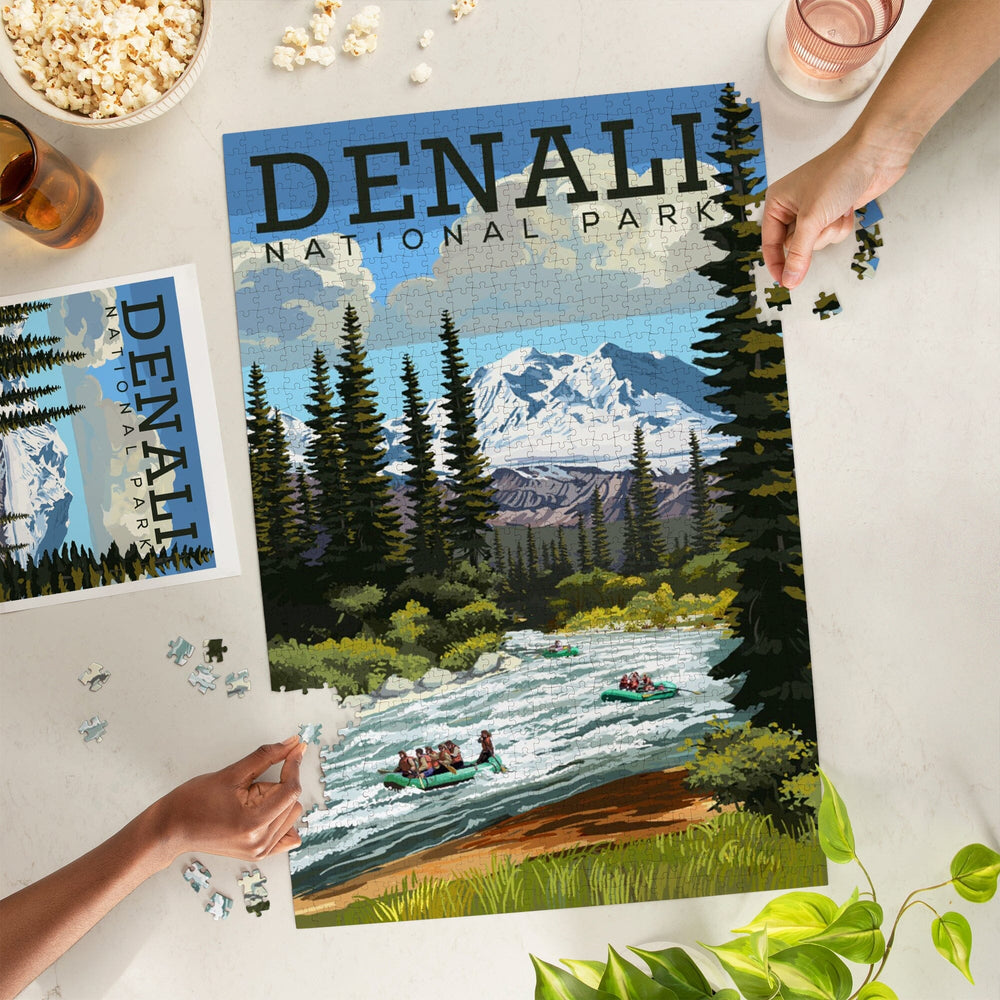 Denali National Park, Alaska, River Rafting, Jigsaw Puzzle Puzzle Lantern Press 