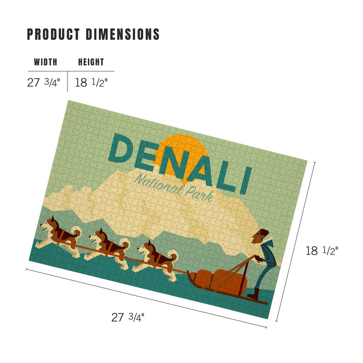 Denali National Park, Alaska, Sled Dog Team, Geometric, Jigsaw Puzzle Puzzle Lantern Press 