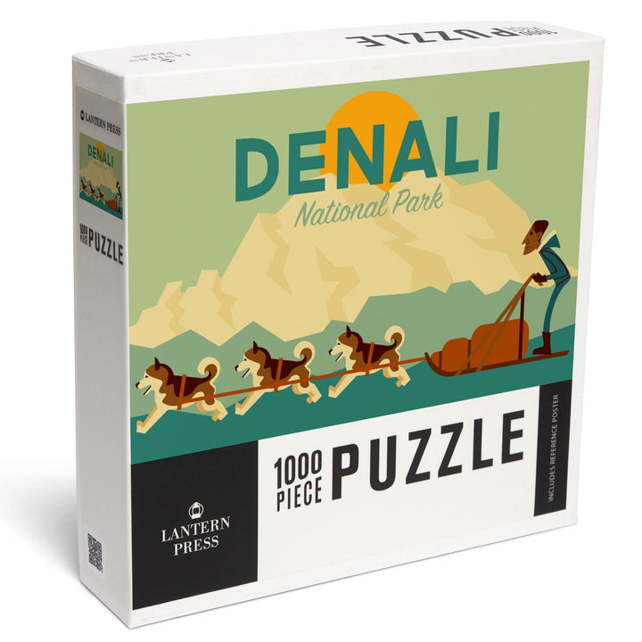 Denali National Park, Alaska, Sled Dog Team, Geometric, Jigsaw Puzzle Puzzle Lantern Press 