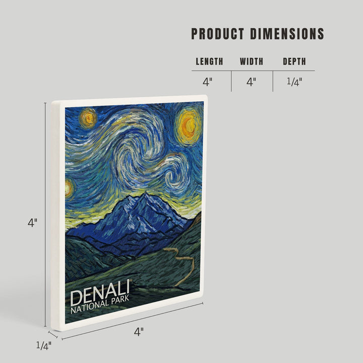 Denali National Park, Alaska, Starry Night National Park Series, Coasters Coasters Lantern Press 