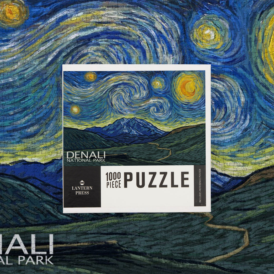 Denali National Park, Alaska, Starry Night National Park Series, Jigsaw Puzzle Puzzle Lantern Press 