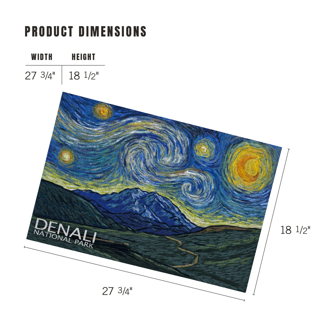Denali National Park, Alaska, Starry Night National Park Series, Jigsaw Puzzle Puzzle Lantern Press 