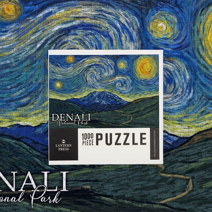 Denali National Park, Alaska, Starry Night National Park Series, Jigsaw Puzzle Puzzle Lantern Press 