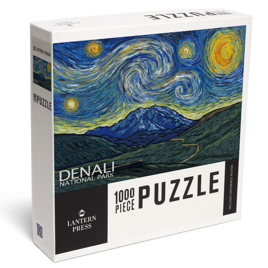 Denali National Park, Alaska, Starry Night National Park Series, Jigsaw Puzzle Puzzle Lantern Press 