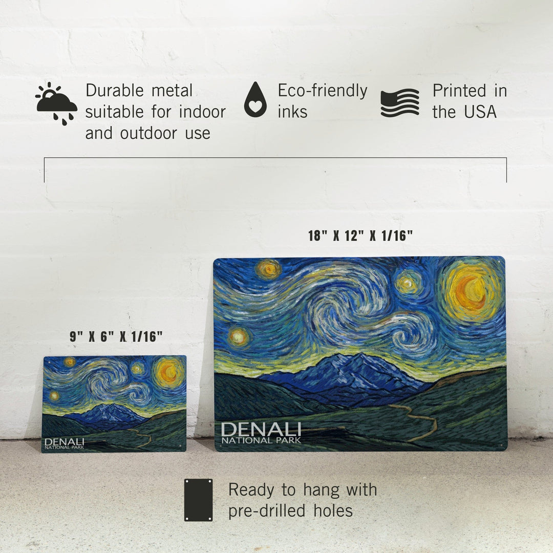 Denali National Park, Alaska, Starry Night National Park Series, Metal Signs Metal Lantern Press 