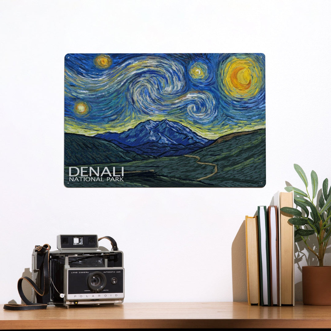 Denali National Park, Alaska, Starry Night National Park Series, Metal Signs Metal Lantern Press 