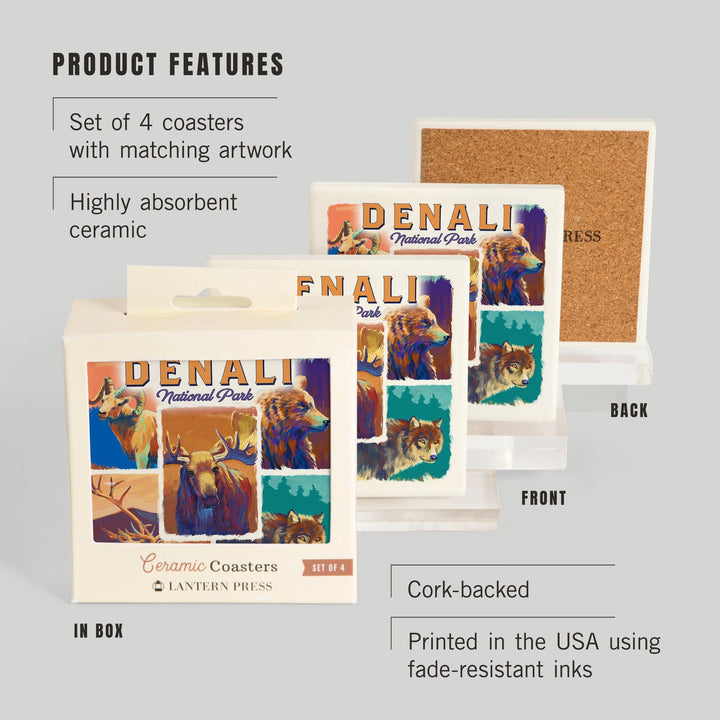 Denali National Park, Alaska, Vivid Animals, Coasters Coasters Lantern Press 