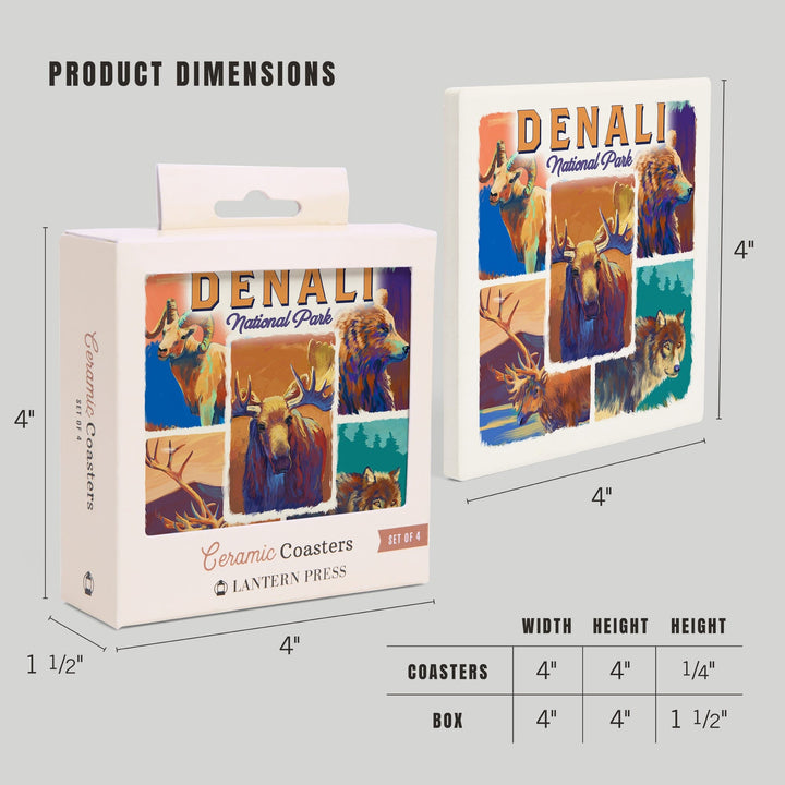 Denali National Park, Alaska, Vivid Animals, Coasters Coasters Lantern Press 