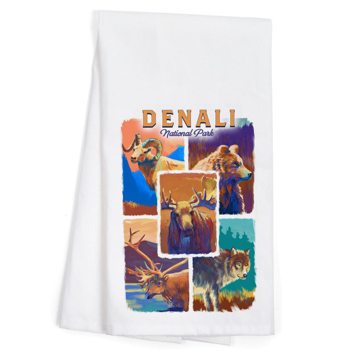 Denali National Park, Alaska, Vivid Animals, Organic Cotton Kitchen Tea Towels Kitchen Lantern Press 