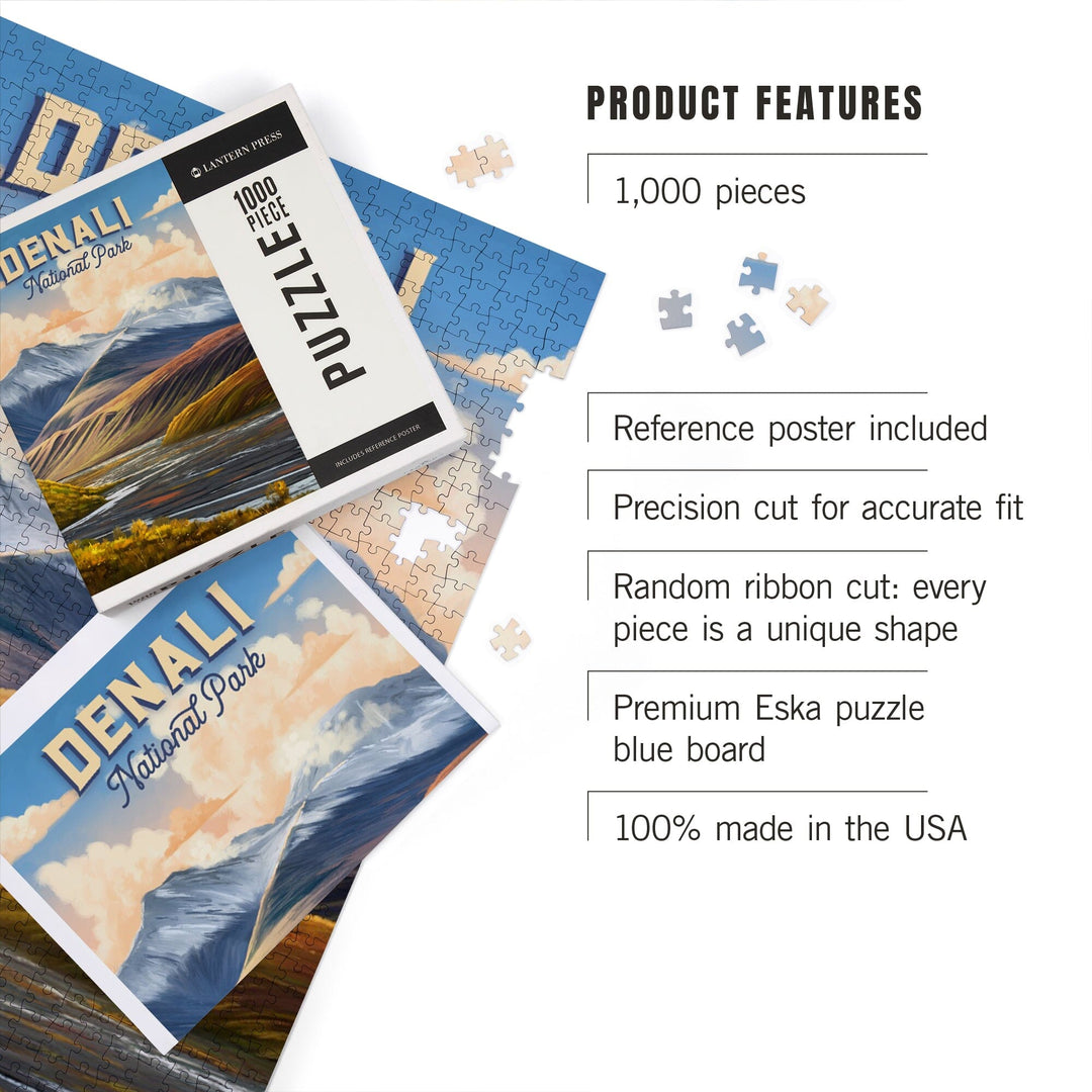 Denali National Park and Preserve, Alaska, Oil Painting, Jigsaw Puzzle Puzzle Lantern Press 